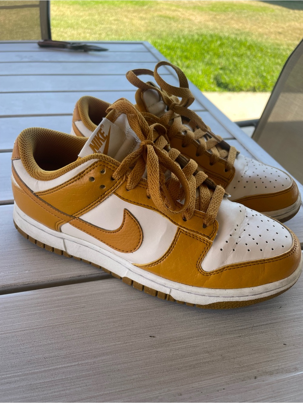 Nike Low-Top Sneakers in Mustard Yellow and White